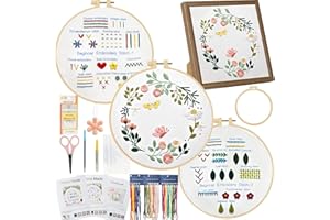 WellSign 3 Sets Embroidery Kit for Beginners, Hand Floral Embroidery Starter Kit for Adults Kids with Photo Frame Decor and Water-Soluble Pens DIY Text Embroidery for Anniversary, Birthday Gifts