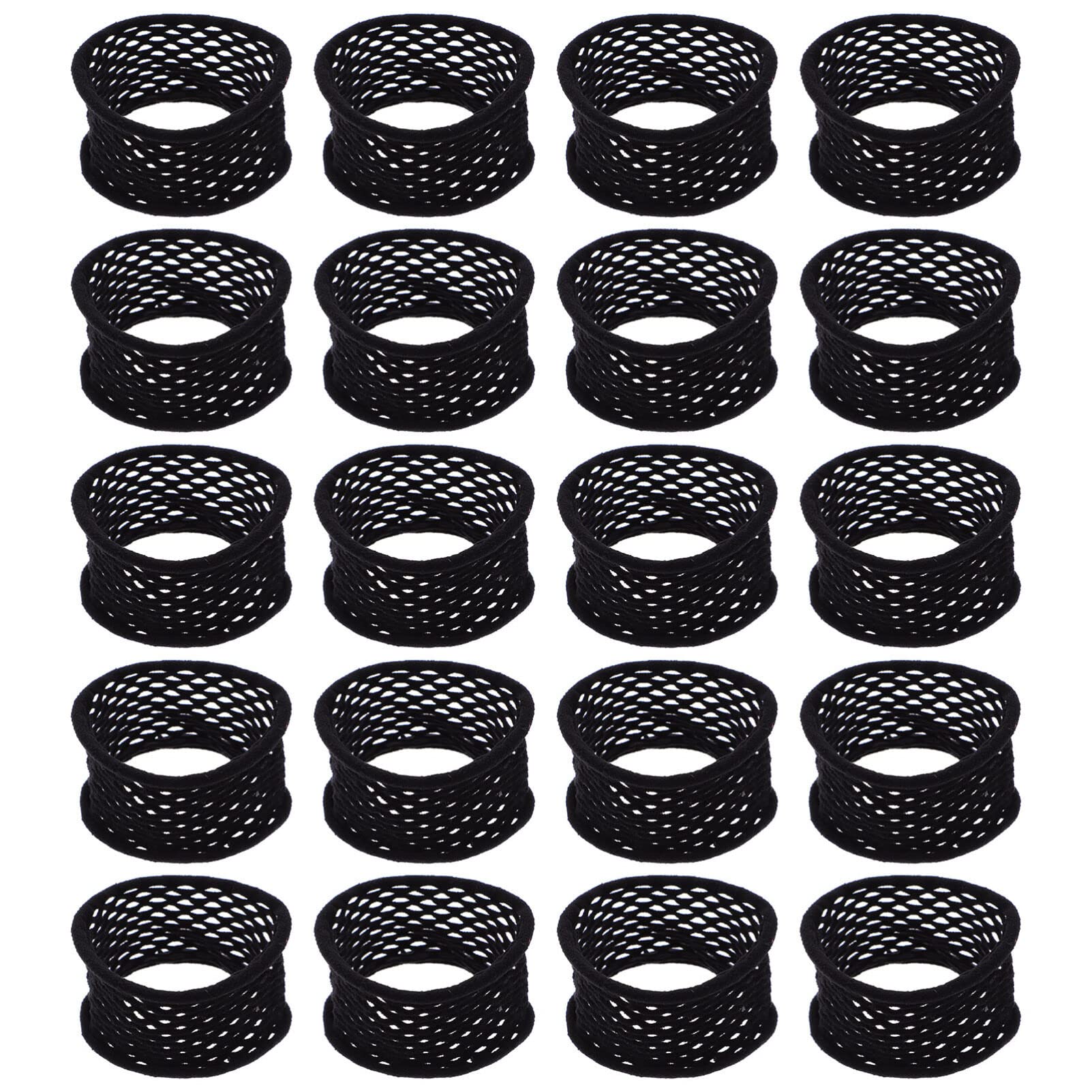 minkissy Elastics Hair Bands Thick Hair Ties 20pcs Ponytail Hair Tie Nylon Black Leather Case Simple Fishnet Hair Ties Stretch Hair Rope