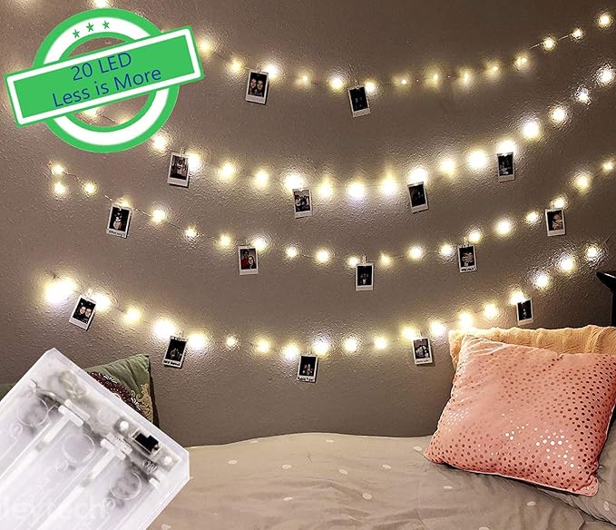 Citra Photo Clip String Lights, 20 Photo Clips 2M Battery Operated LED Clip Lights, Warm White Starry Light for Hanging Photos, Cards and Artworks