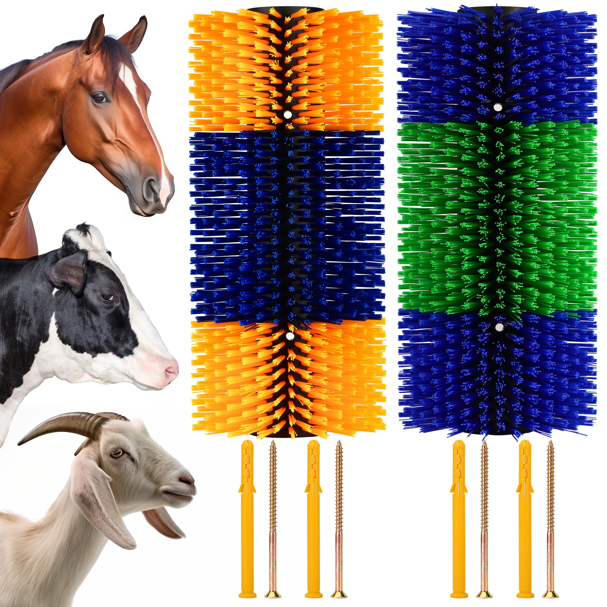 DiDiBirDi Livestock Scratch Brush, 2 Pcs Cattle Brush, Horse Brushes for Grooming, Relieve Itching on the Back of Livestock Great Cattle Supplies for Horse, Goat, Cow, Sheep, Pig.ect Animal