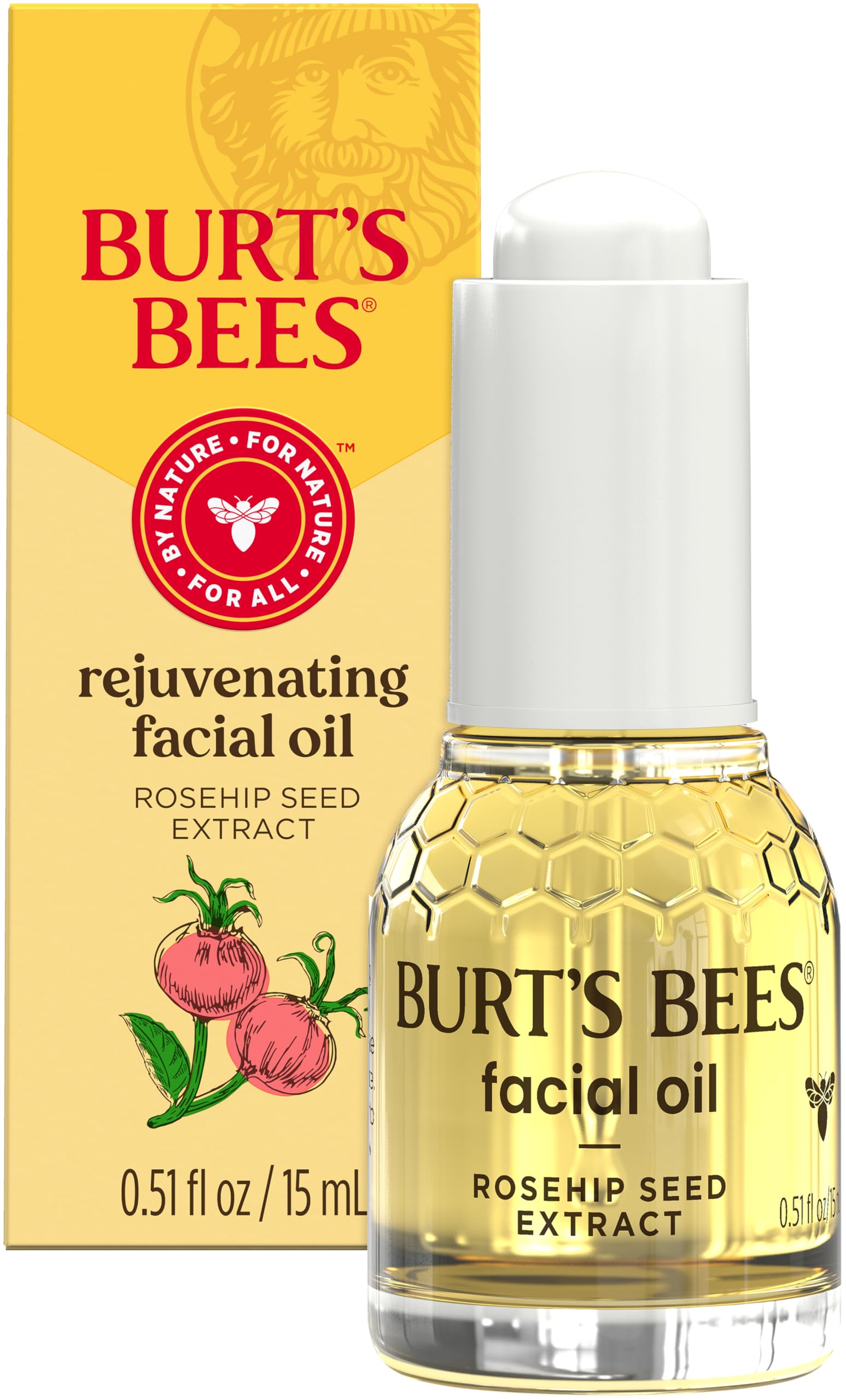 Photo 1 of Burt's Bees Gua Sha Face Oil With Rosehip Seed Extract, Reduces Appearance of Fine Lines and Wrinkles, Use with Ice Roller & Facial Tools, Natural Origin Skin Care, 0.51 fl. oz.