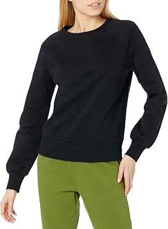 Amazon Essentials Women's Classic-Fit Gathered Long-Sleeve Crewneck Sweatshirt