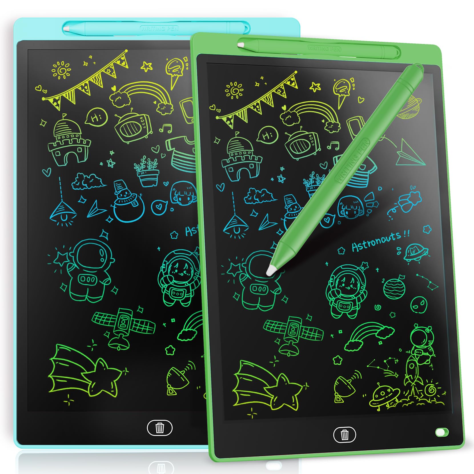 Photo 1 of [2 Pieces] 12 Inch LCD Colorful Writing Graphic Tablet, Erasable Drawing Board, Kids Gift, Graphic Board for Games for 3 4 5 6 7 Years (Blue & Green)