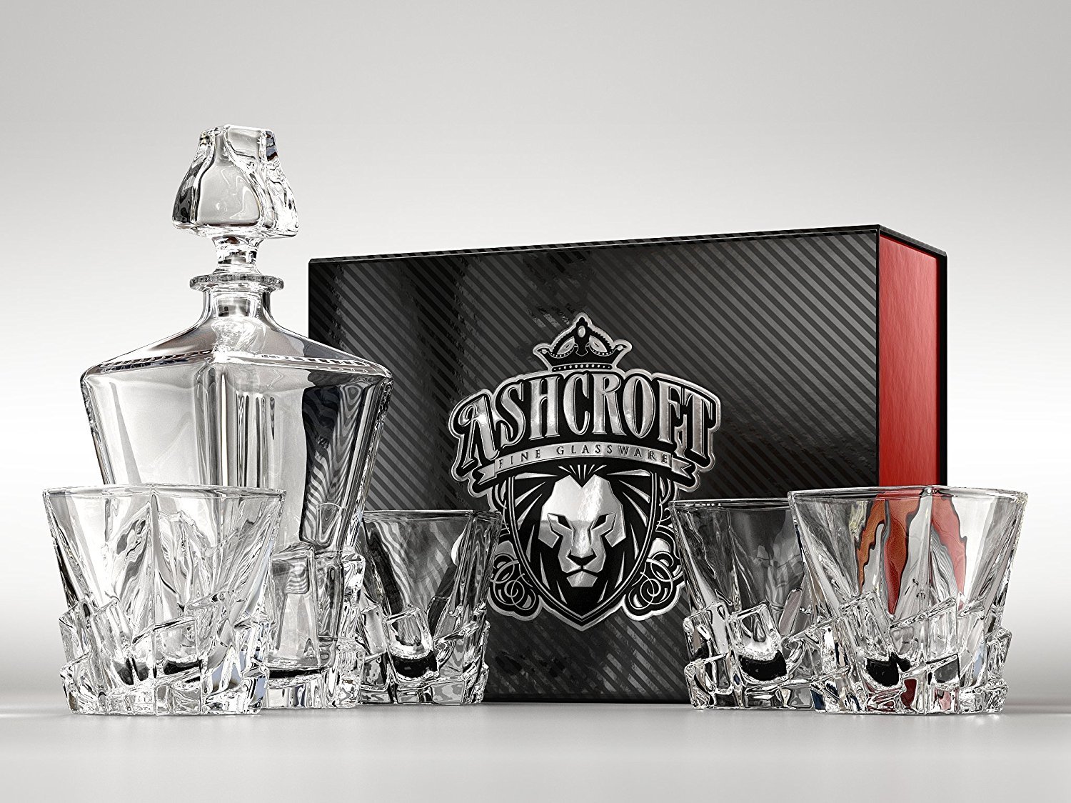 Iceberg Whiskey Decanter and Whiskey Glasses Set by Ashcroft Fine