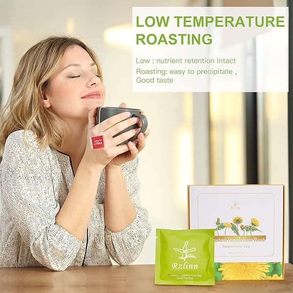 RZLINN DANDELION ROOT TEA (6G*27 TEA BAGS), ORGANIC DANDELION TEA FROM THE ALPINE MEADOWS OF THE CHANGBAI MOUNTAINS, PURE NATURAL DANDELION ROOT CUT AND ROASTED