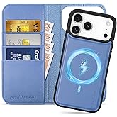 SHIELDON 2 in 1 Wallet Case for iPhone 17 Pro Max 6.9" | Detachable, Genuine Leather, Wireless Charging, Flip Kickstand, RFID Blocking Credit Card Slot, Magnetic Protective Cover - Wisteria Purple