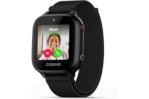 JrTrack 3 Smart Watch for Kids by Cosmo | Phone Watch & GPS Tracker for Children Ages 6-12 | Calling, Texting, GPS Tracking, Camera, School Mode | SOS & Safety Alerts | SIM Card Included | (Black)