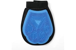 Wags & Wiggles Dual Sided Dog Grooming Glove with Rubber Paw - 2-in-1 Grooming Tool for Brushing, Massaging, and Scrubbing - Velour Side Acts as Fur Remover