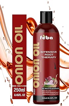 Feba Red Onion Oil For Hair Growth, Men and Women Natural Ingredients No Mineral & Paraben Intensive Hair Root Therapy (250 ml)