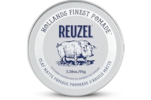 Reuzel Matte Clay Pomade, No Shine Pomade With A Medium Hold For A Natural Style And Finish 3.38oz/95g