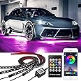 Smart RGB Car Underglow Kit with App & RF Remote - IP67 Waterproof, 16 Million Color LED Light Strips, Music Sync, Universal Fit for All Cars, Trucks, Vans - 12V DC Exterior Lighting