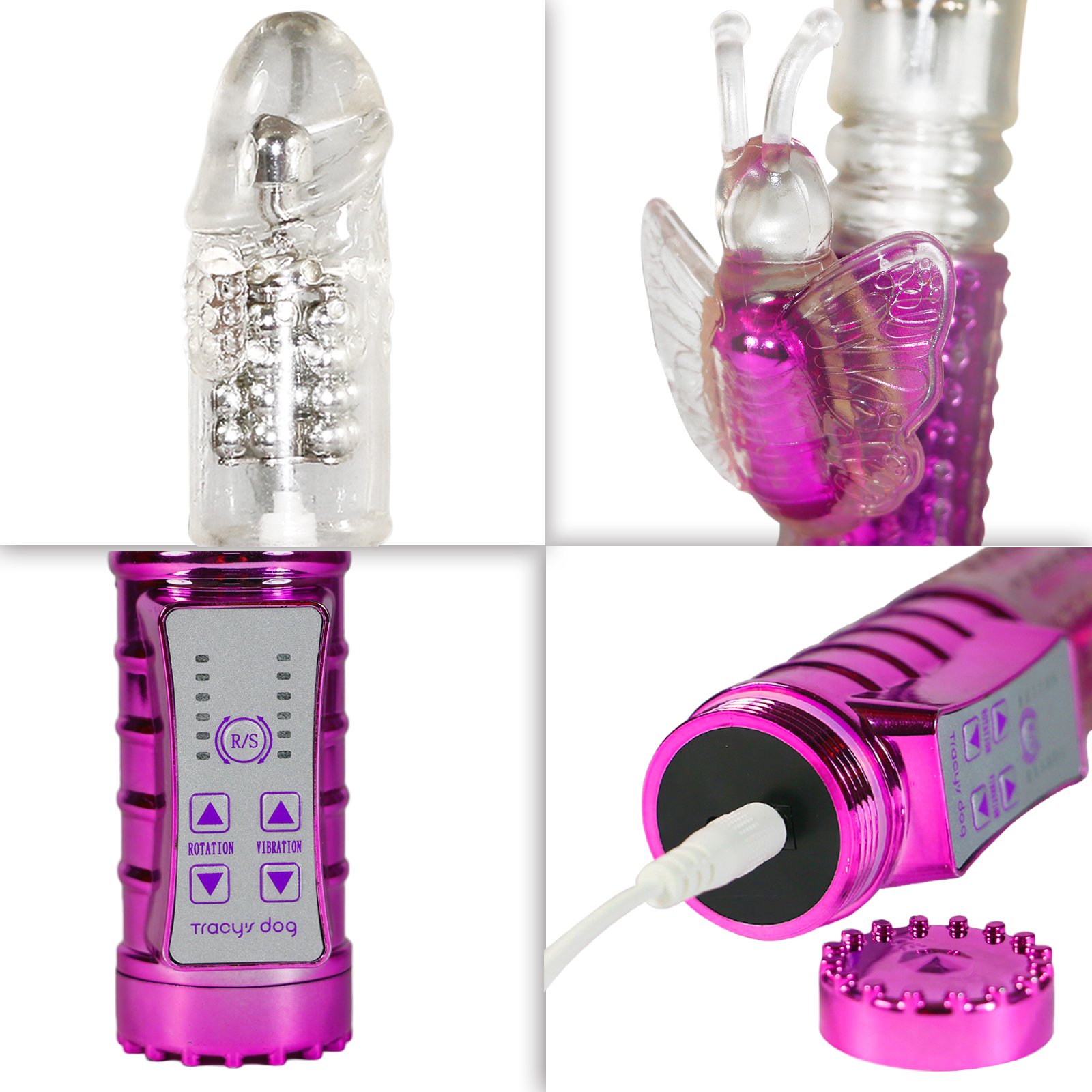 G Spot Rabbit Vibrator Rechargeable Clitoris Stimulator Sex Toys with 360 Degree Rainbow Rotating Beads for Couples