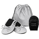Silky Toes Sparkly Foldable Flats for Women Purse with Glitter Ballet Slippers Wedding Travel Flat Shoe