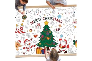 PADELO Giant Merry Christmas Coloring Poster - Large Christmas Coloring Tablecloth for Kids, DIY Xmas Table Cloth Jumbo Banner Paper Craft for Gifts Activities Xmas Party Favors Supplies Decor, 30 x 72 Inch