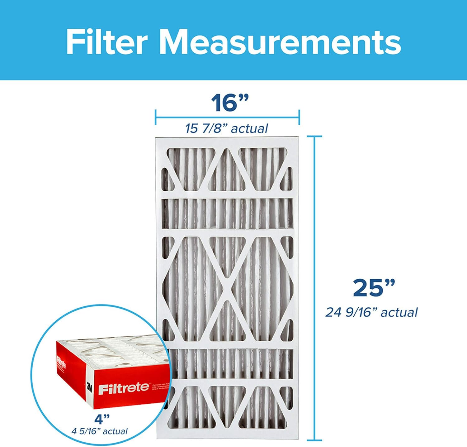 Filtrete 16x25x4, AC Furnace Air Filter, MPR 1000 DP, Micro Allergen Defense Deep Pleat, 2-Pack (exact dimensions 15.88 x 24.56 x 4.2): Home Improvement