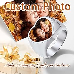 FindChic Customized Signet Photo Rings Heart Chunky