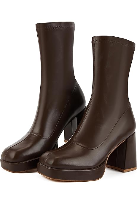 Womens Boots Jsaierl Women's GoGo Ankle Boots Square Toe Side