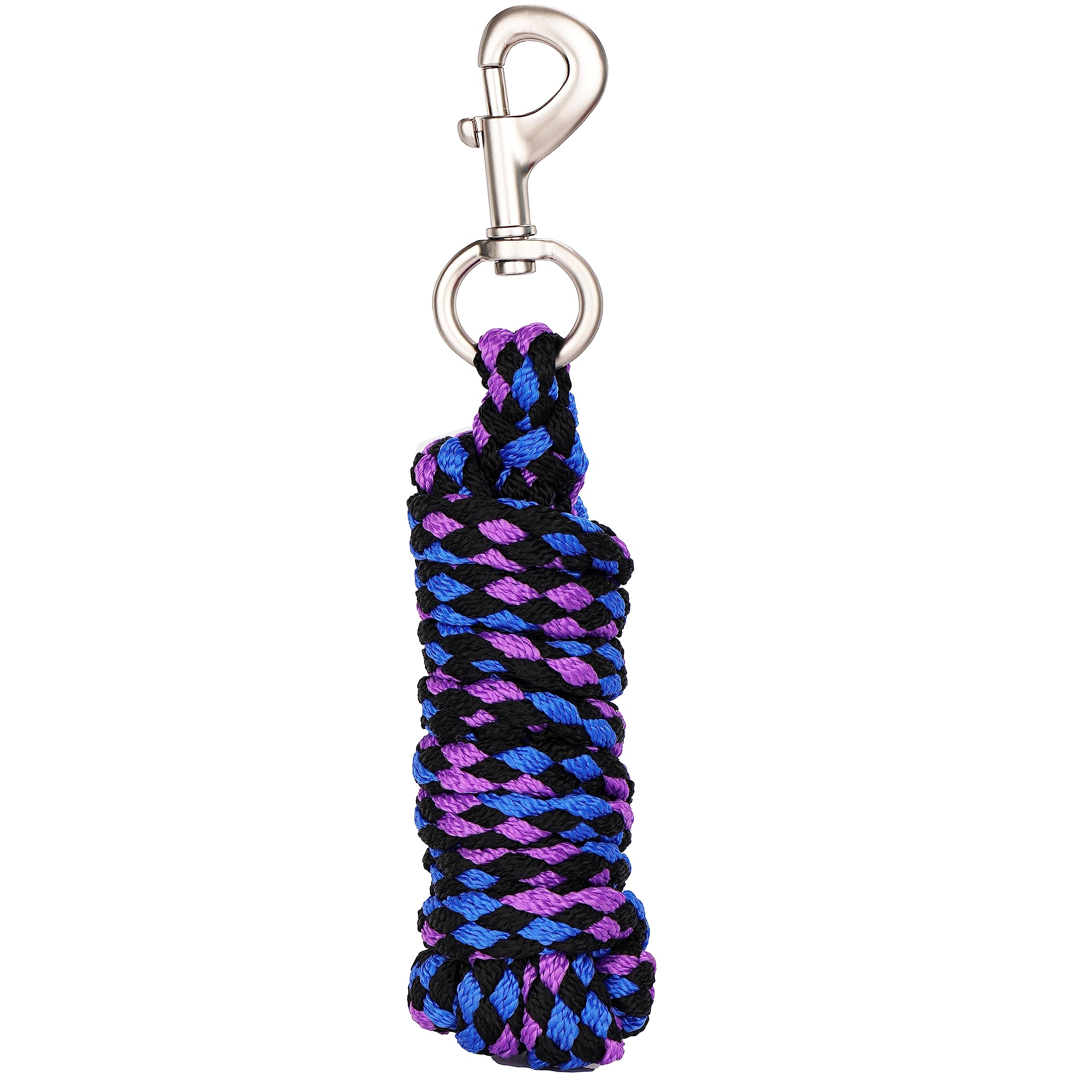 Merauno® Lead Rope for Horses - Tie Rope in Various Stylish Designs, Lead Rope, Pony, Donkey, Goat Long Knit with Carabiner Hook, Blue/Purple