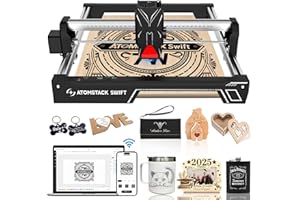 KOVEYZAO ATOMSTACK Swift Laser Engraver for Beginners, 7000mW Output Laser Cutter, Laser Class 4, 300×300mm Working Area, 0.08mm Accuacy Engraving Machine for Wood, Leather, Coated Metal, Acrylic (Swift 7W)