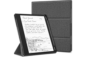 Fintie Stand Case for Kindle Scribe - [Built-in Pen Holder] Premium PU Leather Trifold Stand Cover with Auto Sleep/Wake, Compatible with 10.2 Inch Kindle Scribe 2024/2022 Release, Gray