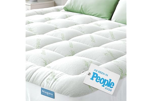 Niagara Sleep Solution Ultra Soft Queen Size Mattress Topper - Rayon Derived from Bamboo Pillow Top Mattress Pad for Back Pain Relief - Naturally Cooling for Hot Sleepers, Green