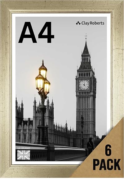 Clay Roberts A4 Gold Photo Frame – Modern Certificate & Poster Frame UK