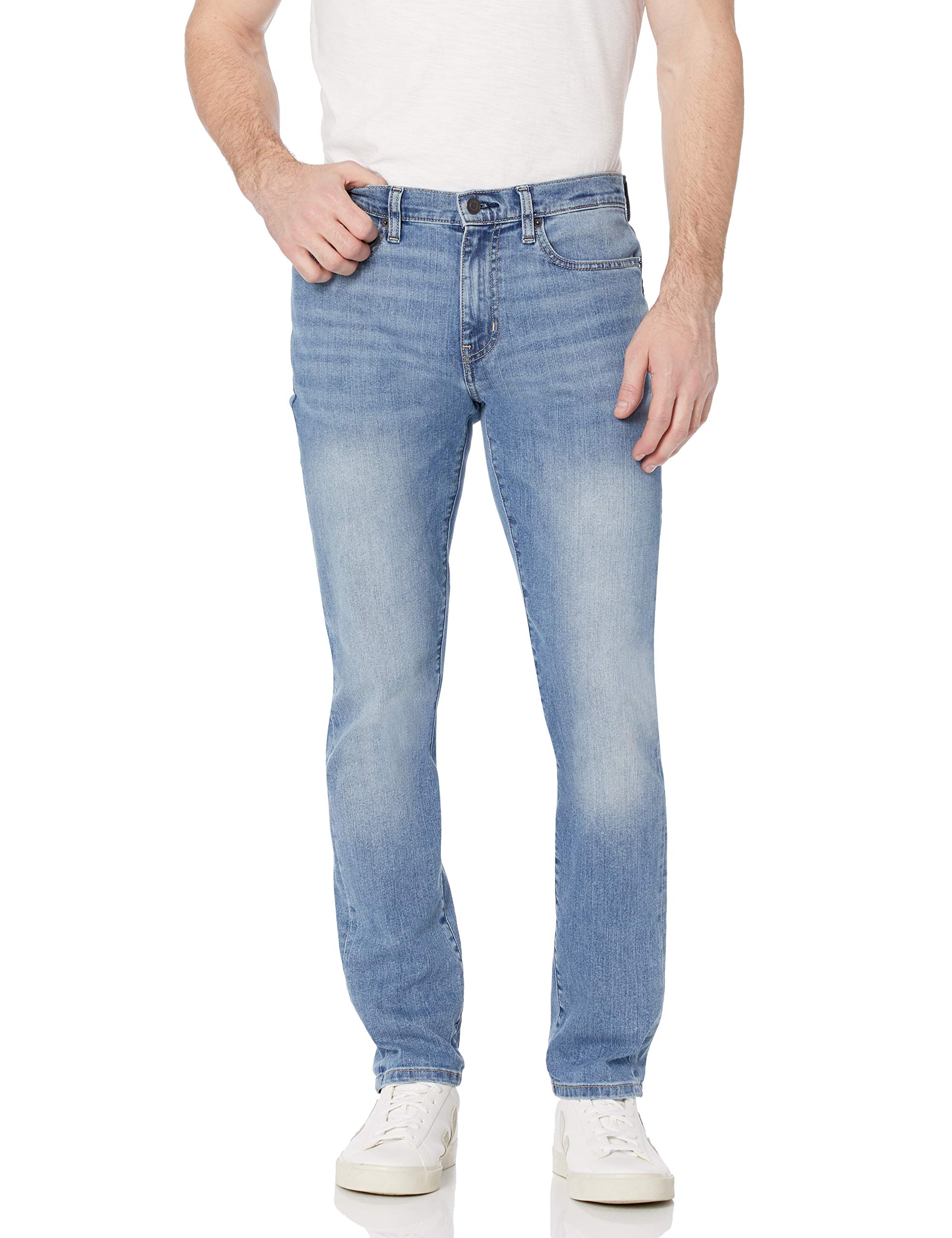 Photo 1 of Amazon Essentials Men's Jeans Slim Fit Stretch - Discontinued Colors, Light Wash, 32W x 28L