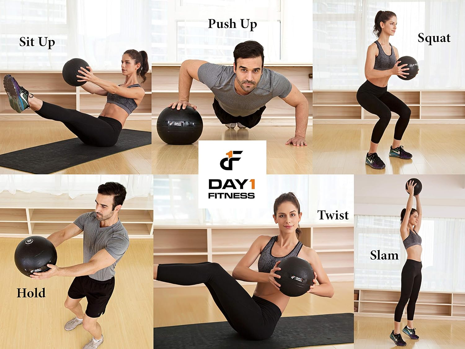 Weighted Slam Ball by Day 1 Fitness – 40 lbs - No Bounce Medicine Ball - Gym Equipment Accessories for High Intensity Exercise, Functional Strength Training, Cardio, CrossFit : Sports & Outdoors