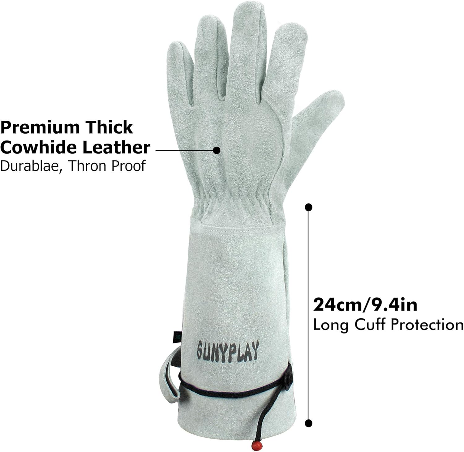 SUNYPLAY Gardening Gloves for Women/Men, Thorn Proof Cowhide Leather Garden Work Gloves: Clothing