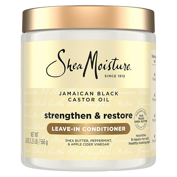 SHEAMOISTURE LEAVE IN CONDITIONER JAMAICAN BLACK CASTOR OIL CONDITIONER FOR HAIR TO SOFTEN AND DETANGLE HAIR 20 OZ