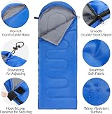 Yaheetech Sleeping Bag 3 Season Envelope Single 220x75cm Ultralight Black view 4