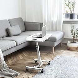 SHW Mobile Height Adjustable Laptop Rolling Cart