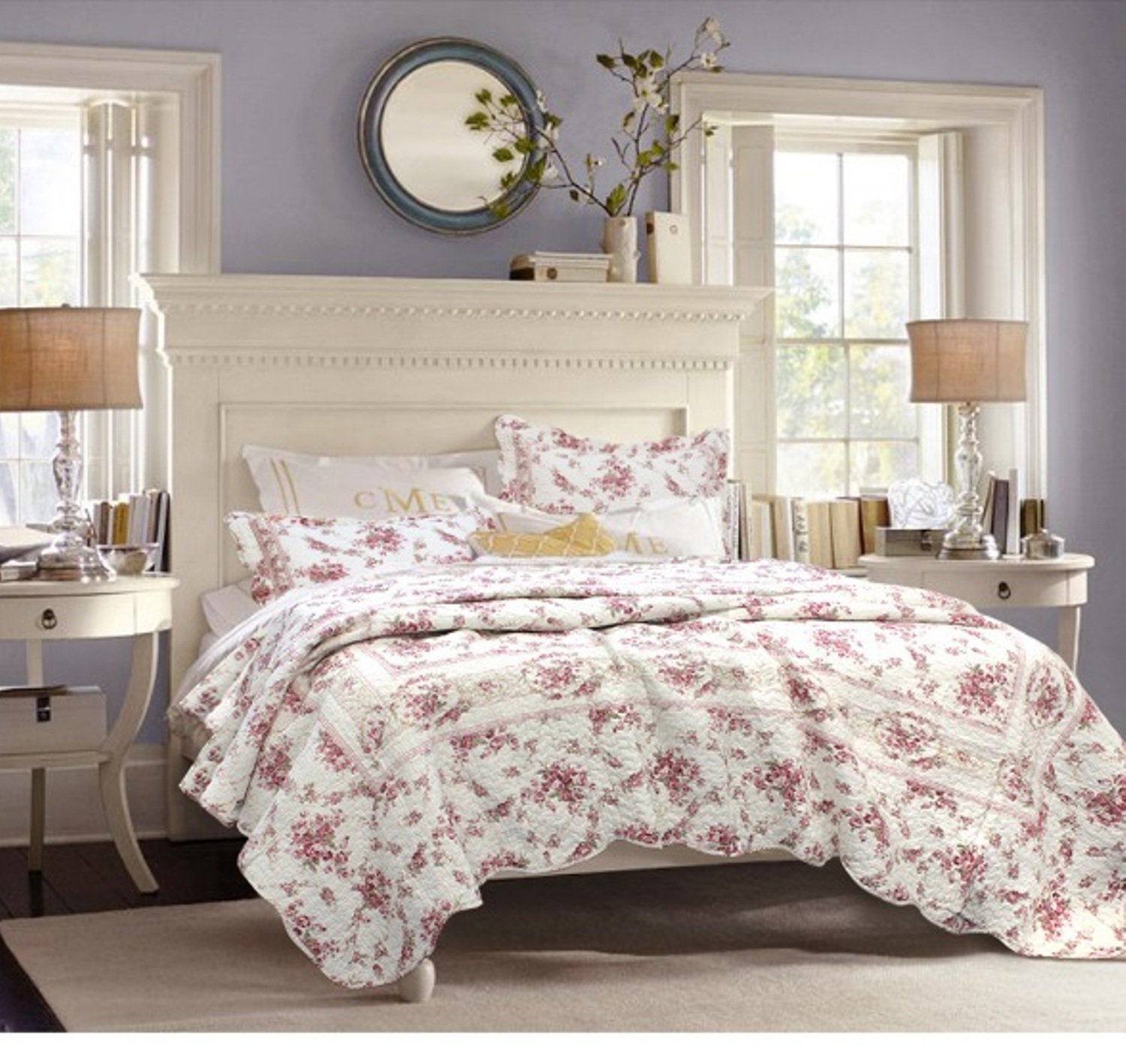 Amazon Com 3 Piece Victorian Floral All Over Pattern Quilt