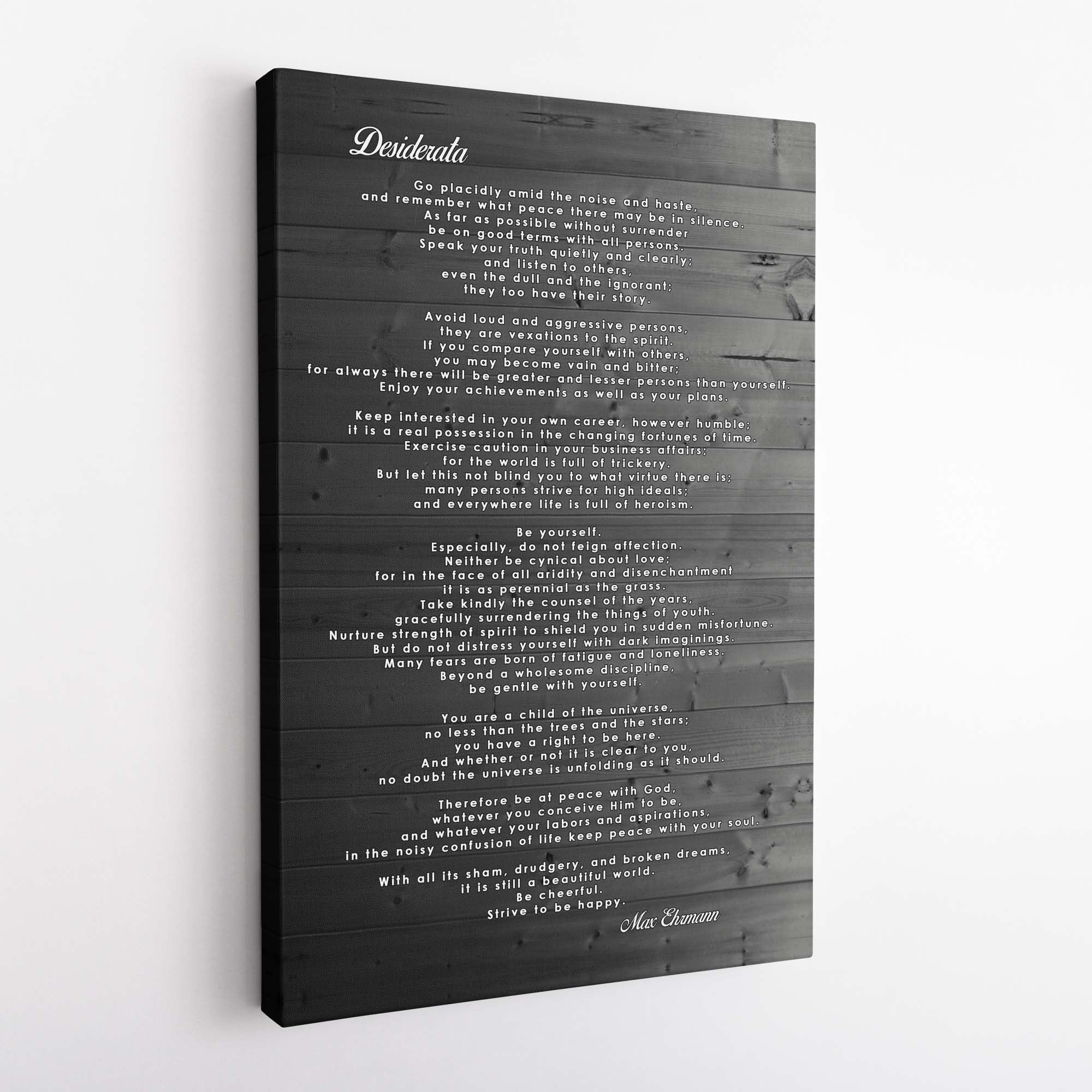 Desiderata Max Ehrmann Poem Framed Canvas Print – Inspirational Literary Wall Art – Motivational Quote Decor – 16x12 Inch