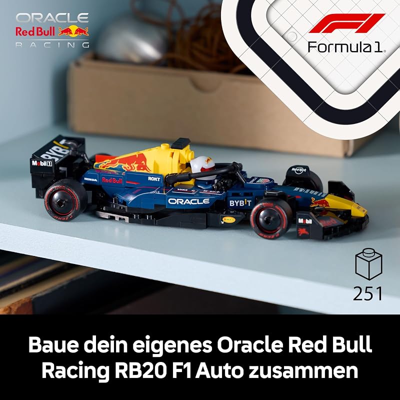 Speed Champions Oracle Red Bull Racing RB20 F1 Rennauto - Modell für Erwachsene mit Formel 1 Minifigur zum Sammeln - Ausstellungsstück und Geschenk für Fans von Motorsport & Rennwagen 77243