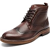 Arkbird Men's Oxford Dress Boots Wingtip Cap Toe Leather Ankle Chelsea Chukka Boots Mid-Top Business Shoes for Men Light Coffee Size 12