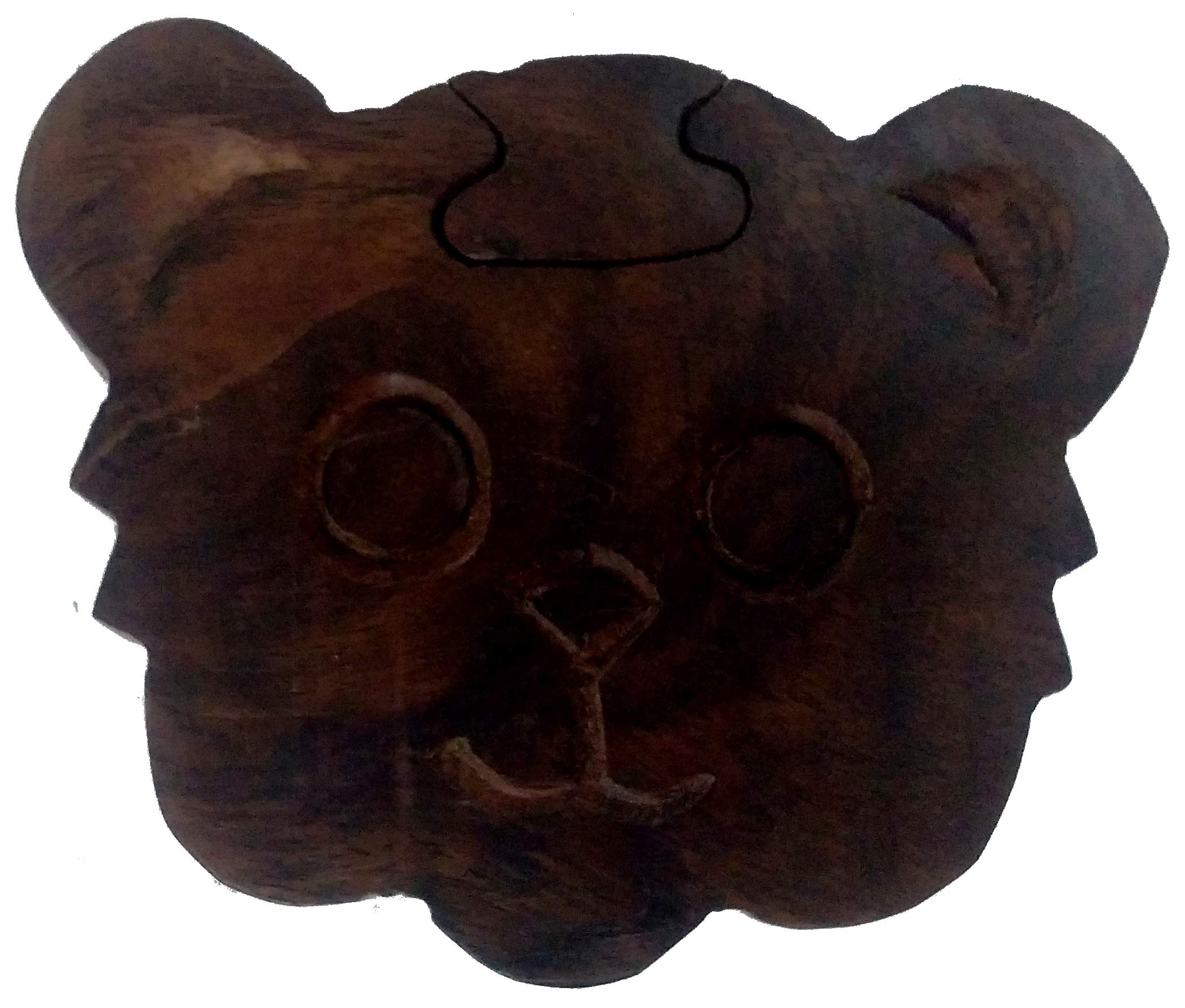 Purpledip Magic Wooden Puzzle Box 'Cute Teddy': Handmade Mystery Keepsake Box Gift (11966)