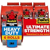 Scotch Heavy Duty Packing Tape, 1.88 in x 800 in, 6 Rolls | Clear Packing Tape, Guaranteed to Stay Sealed*, Heavy Duty Tape for Boxes, Shipping, Moving, and Storage