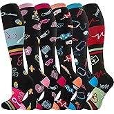 bropite Flora Compression Socks for Women & Men-Knee high 6 Pairs 20-30mmhg Support Running Nurse Travel