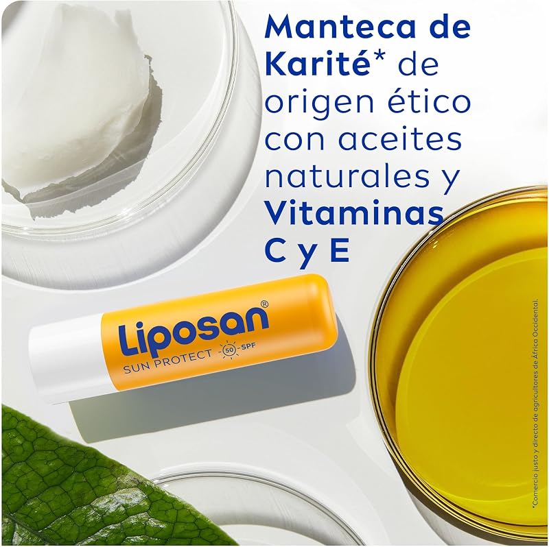 Sun Protect SPF 50 (1 x 4,8 g), cacau labial com hidratação durante 24 horas, bálsamo labial com proteção solar, bálsamo hidratante para lábios macios