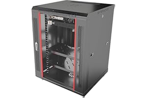 Server Rack - Wall Mount Networking Cabinet - Locking IT Cabinet - 19 Inch Enclosure Av Audio Video Rack Lockable Cabinet Net