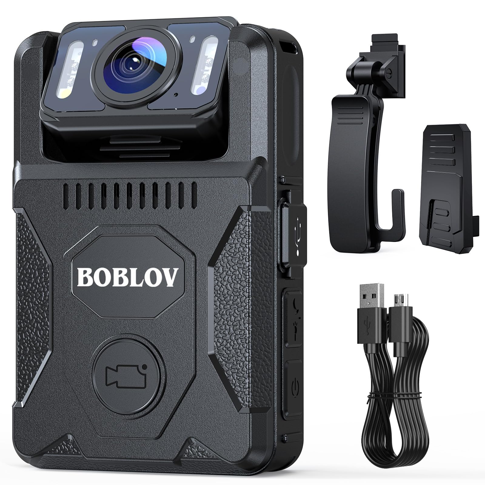 BOBLOV M7 128GB Body Worn Camera, 180° Rotate Body Cam, 4000 mAh Battery & Fast Charger, 15 Hrs Video Record, 1080P Body Camera with Audio for Police, Civilians, Law Enforcement, Delivery Job