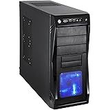 Rosewill ATX Mid Tower Gaming Computer Case, Gaming Case with Blue LED for Desktop / PC and 3 Case Fans Pre-Installed, Front 