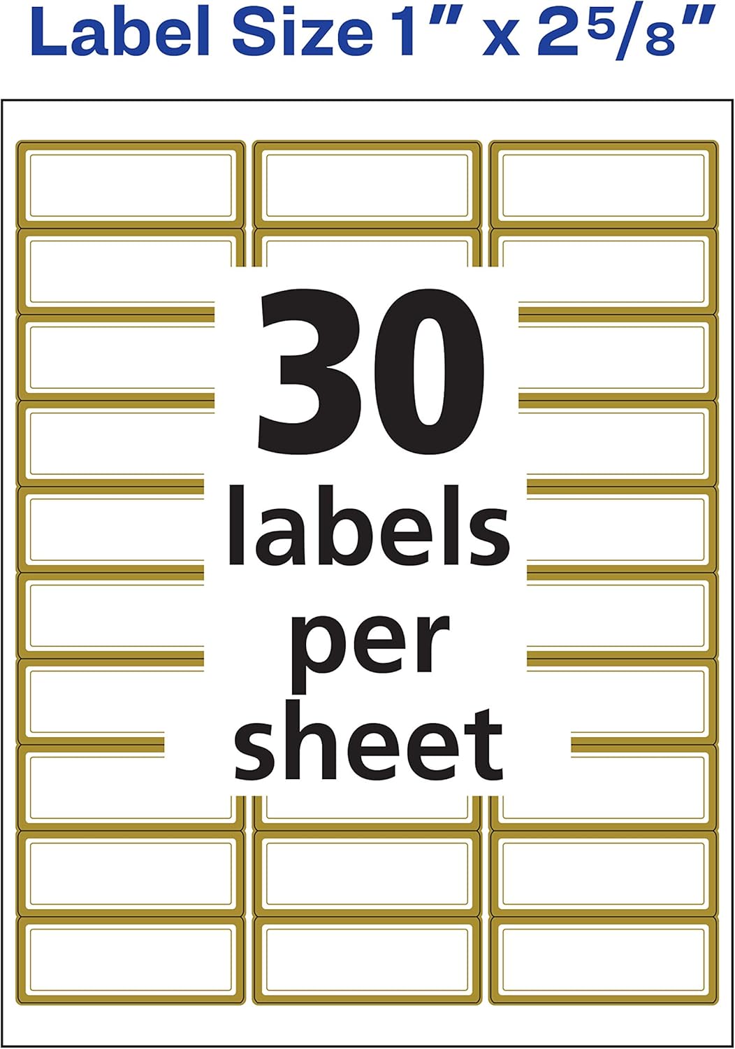 AVERY Address Labels, Matte White with Metallic Gold Borders, 1" x 2-5/8", 300 Blank Address Labels (6540): Office Products