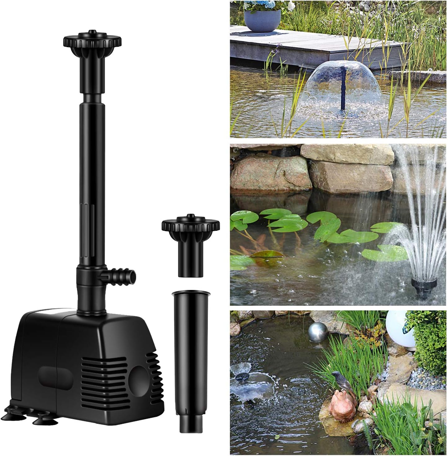 YAOBLUESEA 800L/h 16W Garten Springbrunnenpumpe Teichpumpe Wasserspielpumpe Bachlaufpumpe Wasserpumpe Fontäne