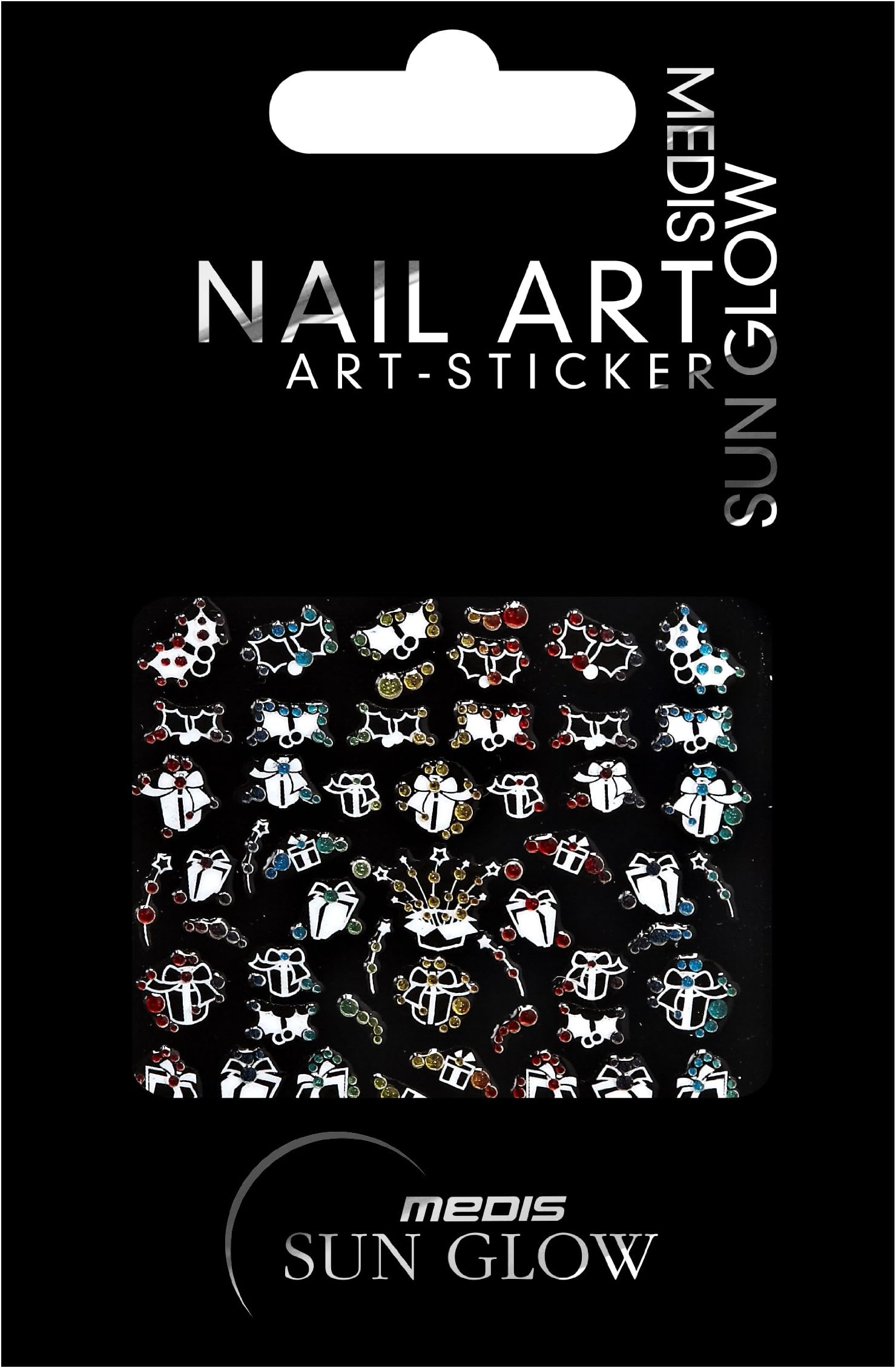 Medis Sun Glow 4590 Christmas-Themed Nail Art Stickers in White/Yellow/Red/Green/Blue