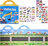 ASTARON Reusable 3D Puffy Sticker Book 88 Pcs Vehicles Kids Education