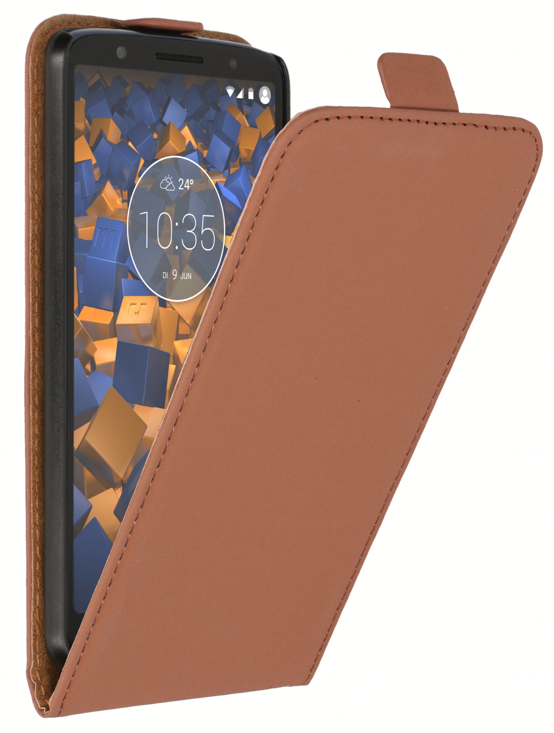 mumbi Flip Case Compatible with Motorola Moto G6 Brown