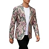 UNINUKOO Blazer for Men Casual Slim Fit Mens Suits Jacket Lightweight Floral Dinner Party Sport Coat Suit Separates