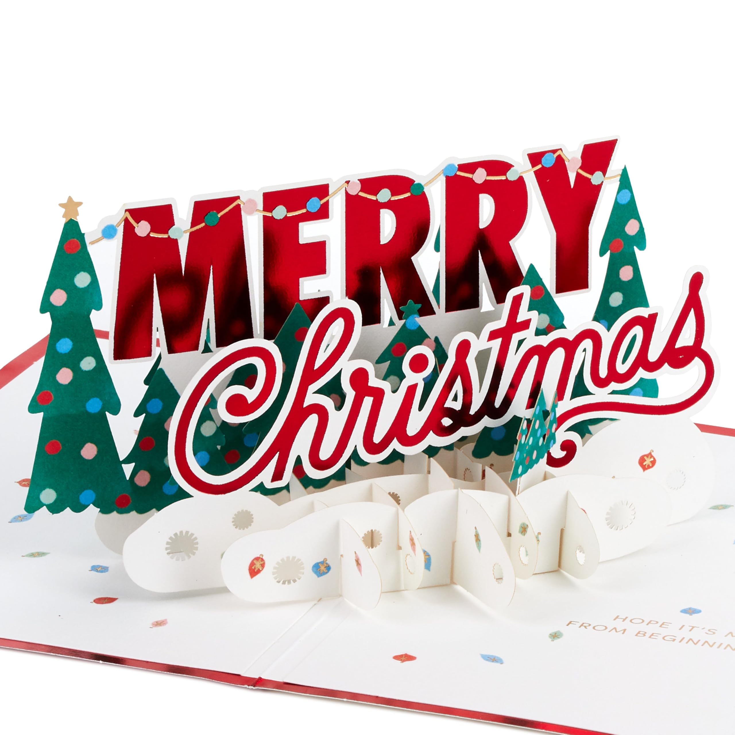Hallmark Christmas Card, 3D and Pop-Up Card, Festive Banner, Red, Green